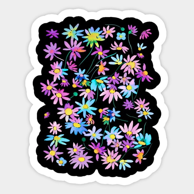 Daisies Spring Countryside Blue pink Sticker by ninoladesign